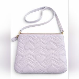 Betsey Johnson Lilac Heart Quilted Crossbody Bag Gold Hardware NWOT